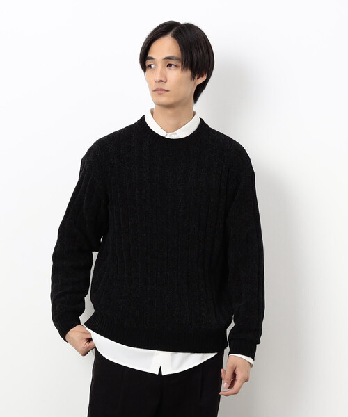 COMME CA ISM(コムサイズム)の「モール ケーブル入りワイドリブニット(ニット/セーター・メンズ・ミント/サックスブルー/ブラック/グレー・LARGE/MEDIUM)」の2枚目の写真