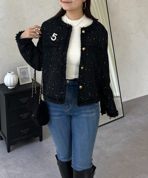 ラメツイードジャケット（ノーカラージャケット）｜prose verse