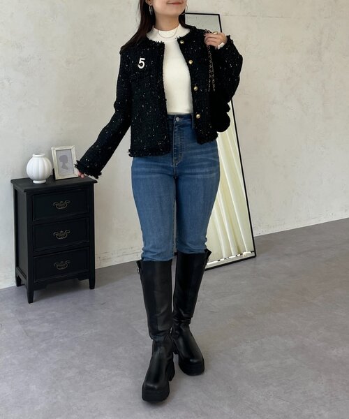 ラメツイードジャケット（ノーカラージャケット）｜prose verse