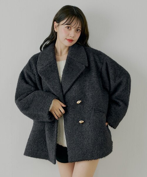 【新品タグ付き】Chico / 金釦シャギールーズコート 金釦シャギールーズコート（その他アウター）｜Chico（チコ）の