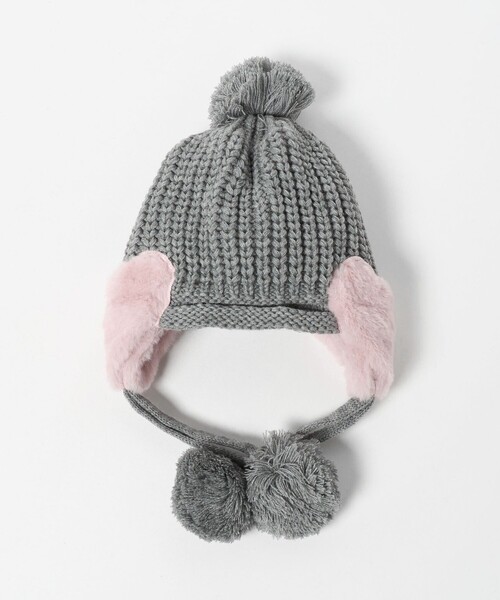 green label relaxing(グリーンレーベルリラクシング)の「ハートモチーフ ニットキャップ / 帽子 / キッズ(ニットキャップ/ビーニー・キッズ・グレー系/クリーム・FREE)」の5枚目の写真