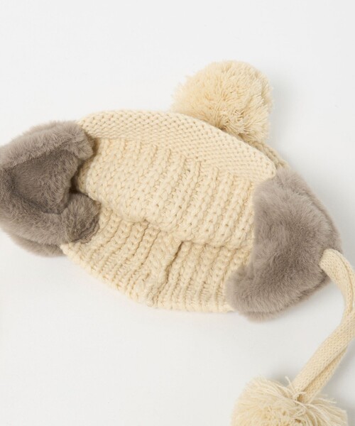 green label relaxing(グリーンレーベルリラクシング)の「ハートモチーフ ニットキャップ / 帽子 / キッズ(ニットキャップ/ビーニー・キッズ・グレー系/クリーム・FREE)」の11枚目の写真