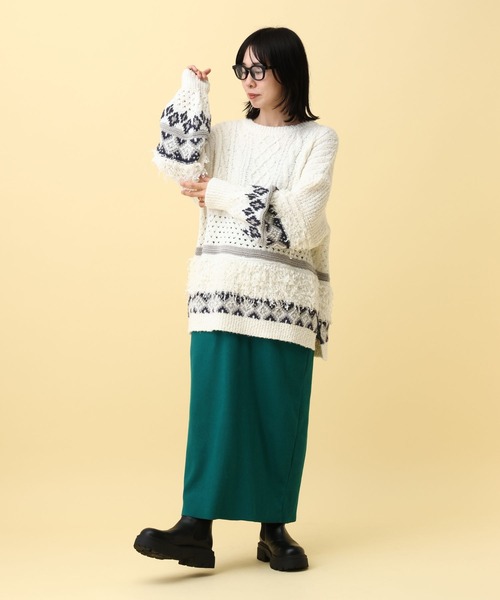 LEPSIM(レプシィム)の「【産前・産後対応】マタニティ/ケーブルフリンジニット 593768(マタニティウェア/グッズ・レディース・アイボリー/グレー/ベージュ・FREE)」の10枚目の写真