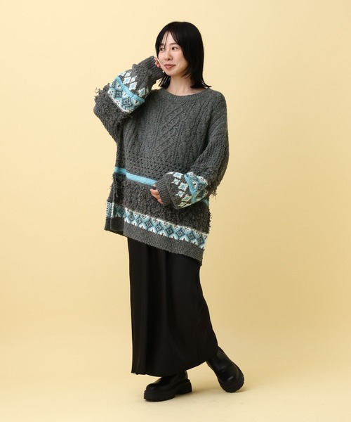LEPSIM(レプシィム)の「【産前・産後対応】マタニティ/ケーブルフリンジニット 593768(マタニティウェア/グッズ・レディース・アイボリー/グレー/ベージュ・FREE)」の15枚目の写真