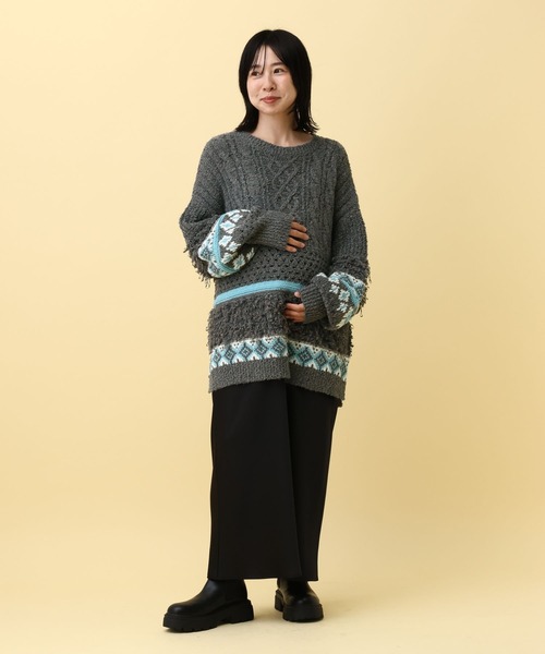 LEPSIM(レプシィム)の「【産前・産後対応】マタニティ/ケーブルフリンジニット 593768(マタニティウェア/グッズ・レディース・アイボリー/グレー/ベージュ・FREE)」の16枚目の写真