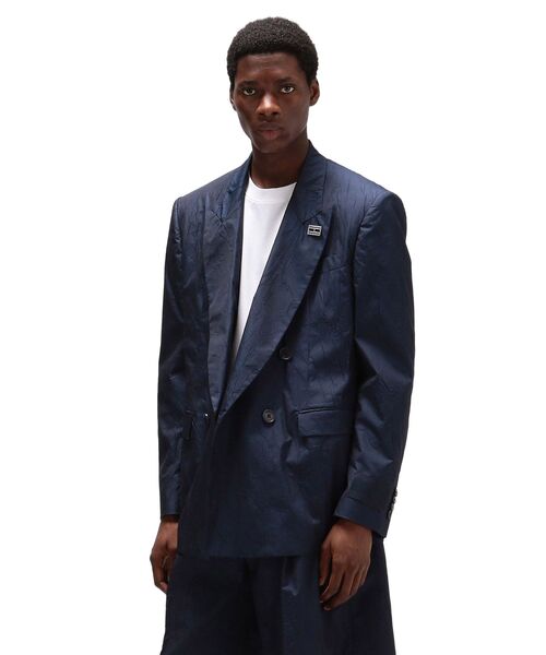 BLAMINK　ネイビー　ジャケット BLAMINK ［未使用］即完売 ダブルフェイスレザーカラージャケットNAVY