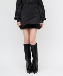 ファー付ラメ裏毛ミニスカート