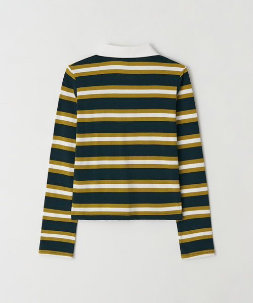 RONRON(ロンロン)の「HENRYNECK COLLAR SLIM LONG SLEEVE OLIVE STRIPE(ポロシャツ・レディース・その他・FREE)」の2枚目の写真