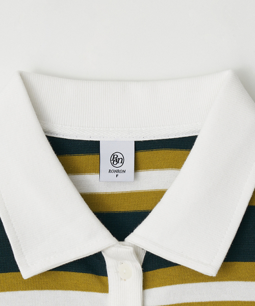 RONRON(ロンロン)の「HENRYNECK COLLAR SLIM LONG SLEEVE OLIVE STRIPE(ポロシャツ・レディース・その他・FREE)」の3枚目の写真