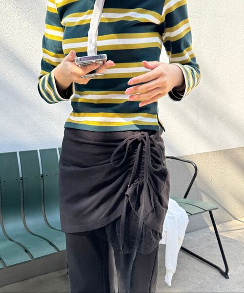 RONRON(ロンロン)の「HENRYNECK COLLAR SLIM LONG SLEEVE OLIVE STRIPE(ポロシャツ・レディース・その他・FREE)」の7枚目の写真