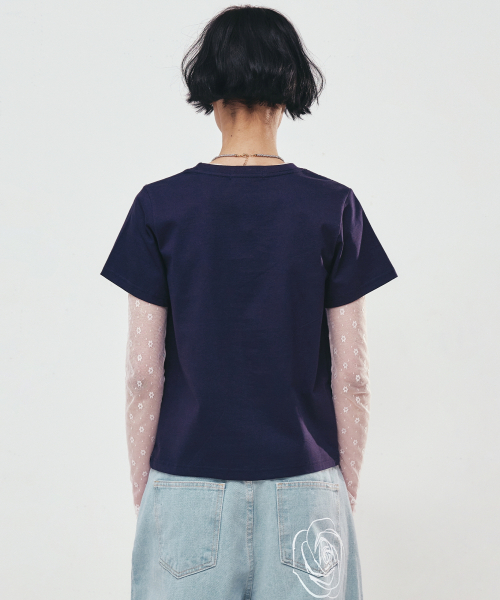 NICK&NICOLE（ニックアンドニコール）の「BUTTERFLY NICOLE LABEL SLIM TOP_NAVY YELLOW（Tシャツ/カットソー・レディース・その他・FREE）」の3枚目の写真