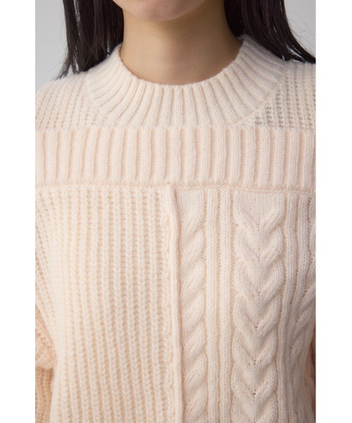 AZUL by moussy(アズールバイマウジー)の「オープンショルダーケーブルニット(ニット/セーター・レディース・杢グレー/アイボリー/ブラック・SMALL/MEDIUM)」の10枚目の写真