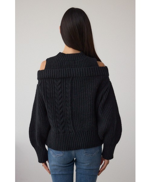 AZUL by moussy(アズールバイマウジー)の「オープンショルダーケーブルニット(ニット/セーター・レディース・杢グレー/アイボリー/ブラック・SMALL/MEDIUM)」の21枚目の写真