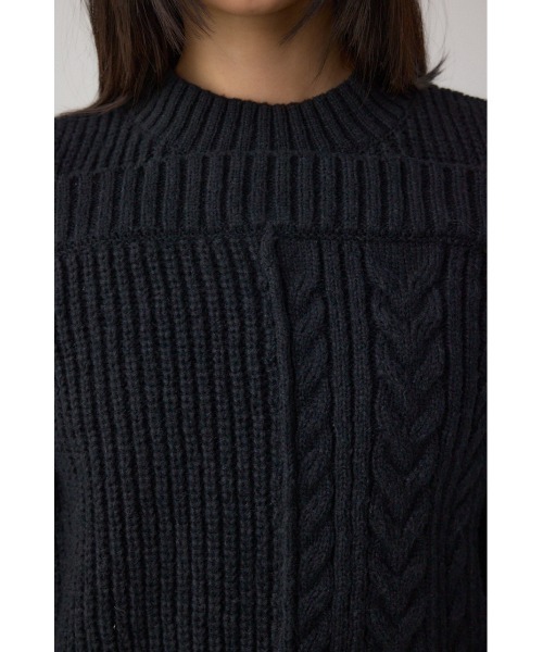 AZUL by moussy(アズールバイマウジー)の「オープンショルダーケーブルニット(ニット/セーター・レディース・杢グレー/アイボリー/ブラック・SMALL/MEDIUM)」の22枚目の写真