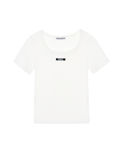 NICK&NICOLE(ニックアンドニコール)の「LABEL SLIM HALF TOP_IVORY(Tシャツ/カットソー・レディース・その他・FREE)」の4枚目の写真