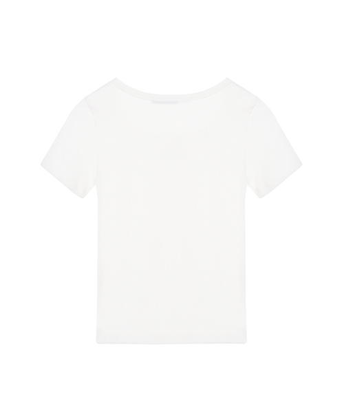 NICK&NICOLE(ニックアンドニコール)の「LABEL SLIM HALF TOP_IVORY(Tシャツ/カットソー・レディース・その他・FREE)」の5枚目の写真