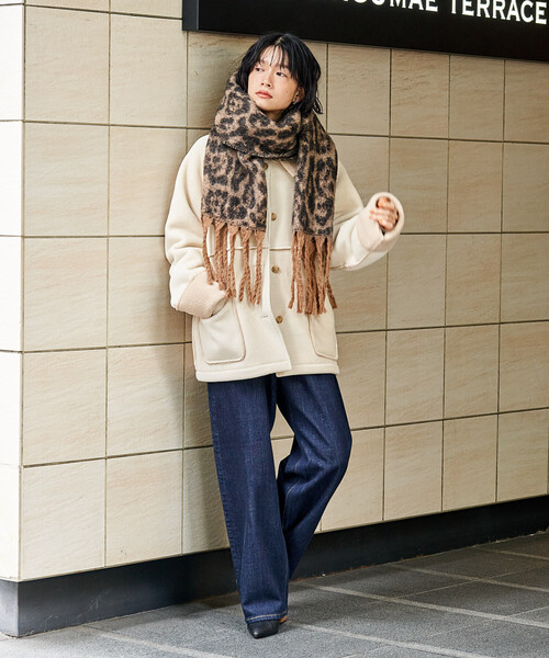 セール】アニマル柄 ボリュームマフラー/レオパードマフラー（マフラー