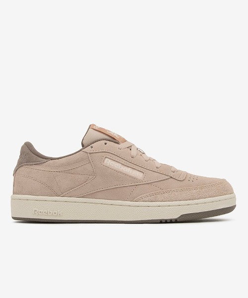 Reebok(リーボック)の「クラブシー 85 / CLUB C 85(スニーカー・メンズ・ライトグレー/コーラルピンク・23.0cm/23.5cm/24.5cm/24.0cm/25.0cm/25.5cm/26.0cm/26.5cm/27.0cm/27.5cm/28.0cm/28.5cm/29.0cm)」の1枚目の写真