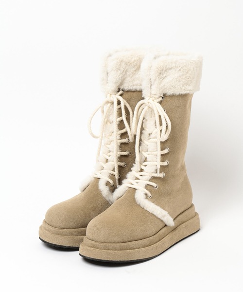 3.3 Field Trip （3.3フィールドトリップ）の「3.3 Field Trip／厚底レースアップファームートンブーツ（ブーツ・レディース・ベージュ/ブラック・MEDIUM/LARGE）」の22枚目の写真