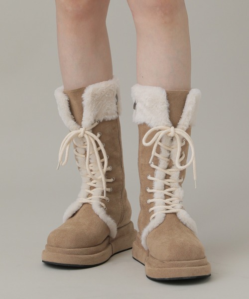 3.3 Field Trip （3.3フィールドトリップ）の「3.3 Field Trip／厚底レースアップファームートンブーツ（ブーツ・レディース・ベージュ/ブラック・MEDIUM/LARGE）」の18枚目の写真