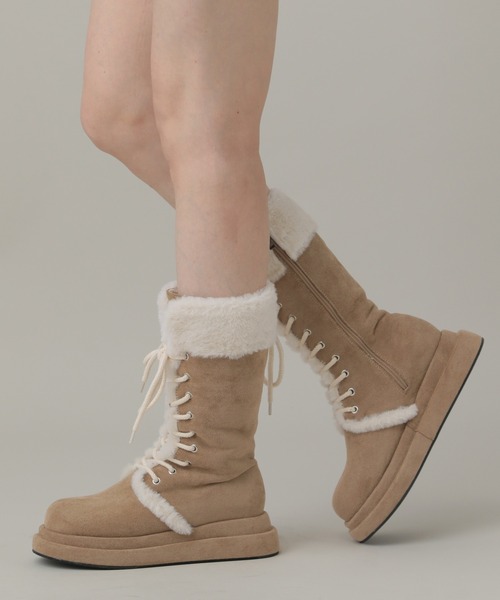 3.3 Field Trip （3.3フィールドトリップ）の「3.3 Field Trip／厚底レースアップファームートンブーツ（ブーツ・レディース・ベージュ/ブラック・MEDIUM/LARGE）」の20枚目の写真