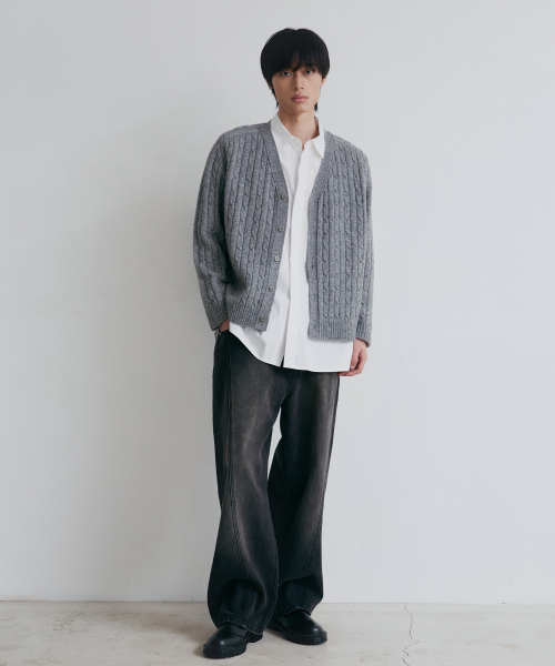 NODU（ノードユー）の「ケーブルサドルクロップカーディガン[グレー]（カーディガン/ボレロ・メンズ・その他・MEDIUM/LARGE）」の3枚目の写真