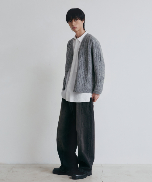 NODU（ノードユー）の「ケーブルサドルクロップカーディガン[グレー]（カーディガン/ボレロ・メンズ・その他・MEDIUM/LARGE）」の4枚目の写真