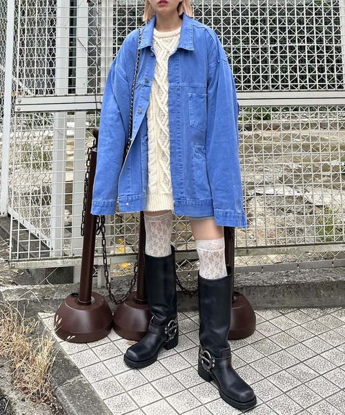 Alley Tokyo(アリートーキョー)の「【MENDL'S】ウォッシュ加工モンスターカバーオール(デニムジャケット・レディース・ブラウン/ブルー・FREE)」の12枚目の写真