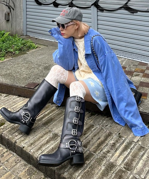 Alley Tokyo(アリートーキョー)の「【MENDL'S】ウォッシュ加工モンスターカバーオール(デニムジャケット・レディース・ブラウン/ブルー・FREE)」の20枚目の写真