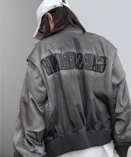 A'GEM/9×.kom『select/セレクト』GABSERINE BACK LOGO MA-1 JACKET