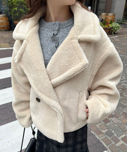 Olu.（オルドット）の「テーラードボアショートコート（その他アウター・レディース・ベージュ/ブラウン/アイボリー・FREE）」の7枚目の写真