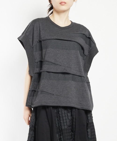 gomme（ゴム）の「ルーズパネルＴ（Tシャツ/カットソー・レディース・ホワイト/ブラック/チャコールグレー・MEDIUM）」の3枚目の写真