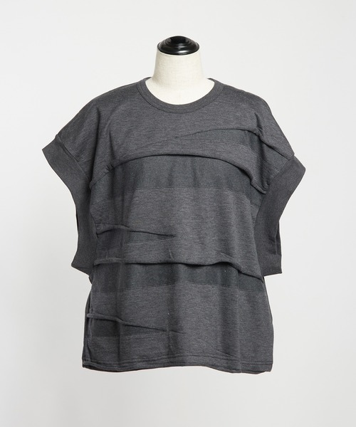 gomme（ゴム）の「ルーズパネルＴ（Tシャツ/カットソー・レディース・ホワイト/ブラック/チャコールグレー・MEDIUM）」の14枚目の写真