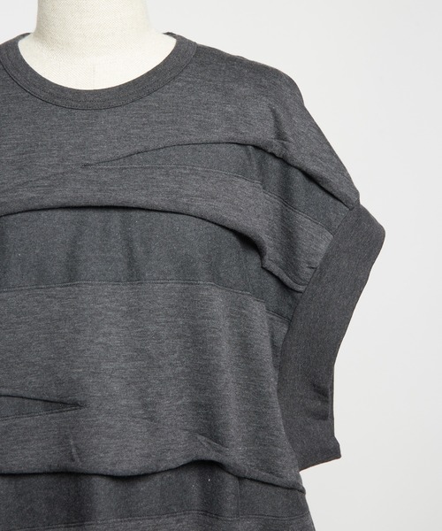 gomme（ゴム）の「ルーズパネルＴ（Tシャツ/カットソー・レディース・ホワイト/ブラック/チャコールグレー・MEDIUM）」の5枚目の写真