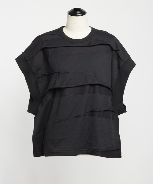 gomme（ゴム）の「ルーズパネルＴ（Tシャツ/カットソー・レディース・ホワイト/ブラック/チャコールグレー・MEDIUM）」の6枚目の写真