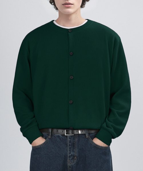 GAFF TEX ROUND CARDIGAN (GREEN) — зелёный круговой кардиган GAFF TEX