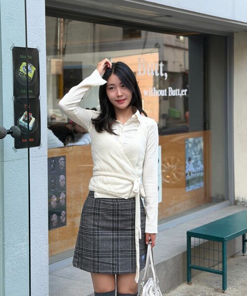 SELITIO(セレティオ)の「レディース ラベルポイントチェックウールスカート グレー(スカート・レディース・グレー・SMALL/MEDIUM/LARGE)」の6枚目の写真