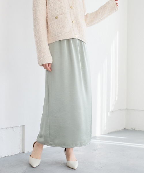 Andemiu（アンデミュウ）の「【WEB限定】アソートナロースカート631417（スカート・レディース・チャコールグレー/ブラック/ダークグリーン/ライトグリーン/アイボリー・FREE）」の5枚目の写真