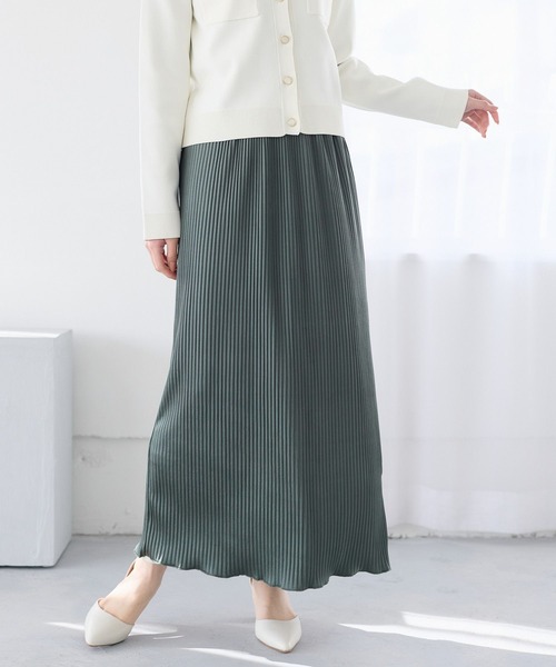 Andemiu（アンデミュウ）の「【WEB限定】アソートナロースカート631417（スカート・レディース・チャコールグレー/ブラック/ダークグリーン/ライトグリーン/アイボリー・FREE）」の4枚目の写真