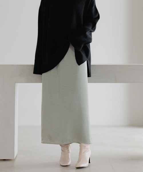 Andemiu（アンデミュウ）の「【WEB限定】アソートナロースカート631417（スカート・レディース・チャコールグレー/ブラック/ダークグリーン/ライトグリーン/アイボリー・FREE）」の7枚目の写真