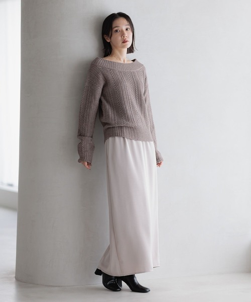 Andemiu（アンデミュウ）の「【WEB限定】アソートナロースカート631417（スカート・レディース・チャコールグレー/ブラック/ダークグリーン/ライトグリーン/アイボリー・FREE）」の10枚目の写真