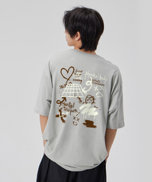 [グラフィティ]コットンルーズフィット半袖Tシャツ_ダスティミント
