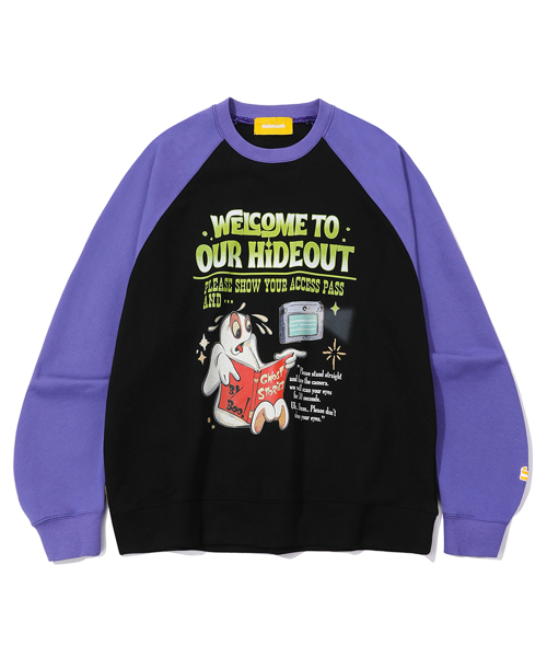 MAINBOOTH(メインブース)の「Hideout Sweatshirt(PURPLE)(スウェット・レディース・その他・3)」の1枚目の写真