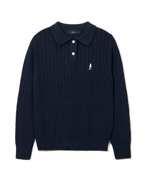 YALE(イェール)の「ウィメンズケーブルポロニット_ネイビー(ニット/セーター・レディース・その他・SMALL/MEDIUM/LARGE)」の2枚目の写真