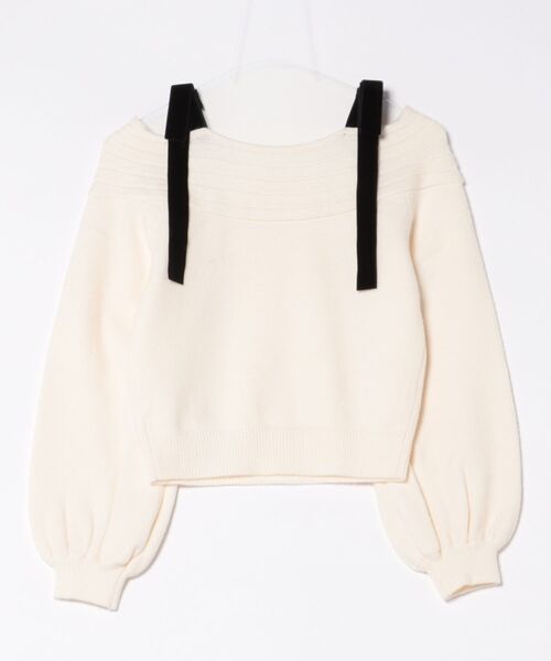 archives（アルシーヴ）の「ベロアリボンリブオフショルニットプルオーバー（ニット/セーター・レディース・グレー/ワイン/アイボリー/ブラック・MEDIUM）」の17枚目の写真