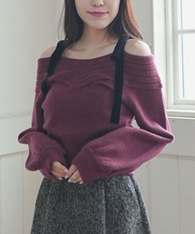 archives | ベロアリボンリブオフショルニットプルオーバー(ニット/セーター)