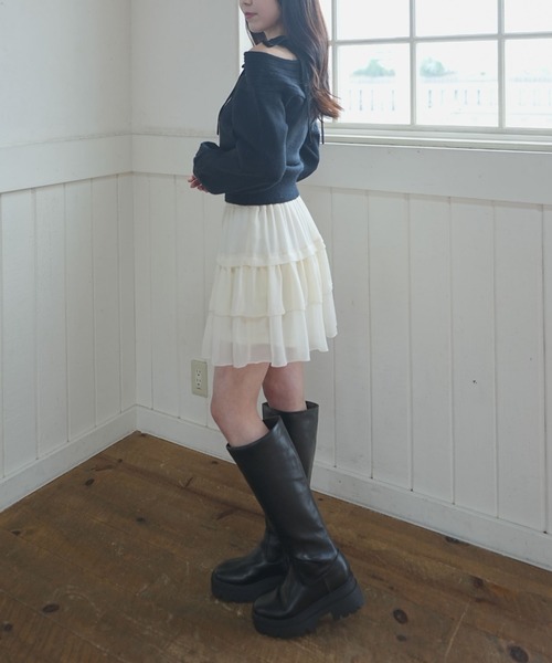 archives（アルシーヴ）の「ベロアリボンリブオフショルニットプルオーバー（ニット/セーター・レディース・グレー/ワイン/アイボリー/ブラック・MEDIUM）」の10枚目の写真