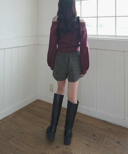 archives（アルシーヴ）の「ベロアリボンリブオフショルニットプルオーバー（ニット/セーター・レディース・グレー/ワイン/アイボリー/ブラック・MEDIUM）」の16枚目の写真