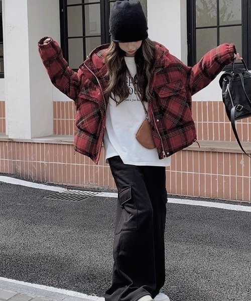 セール】チェック柄ダウンジャケット（ダウンジャケット/コート