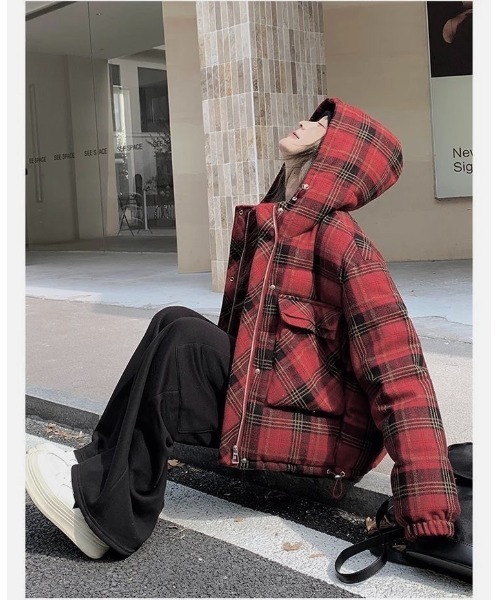 セール】チェック柄ダウンジャケット（ダウンジャケット/コート